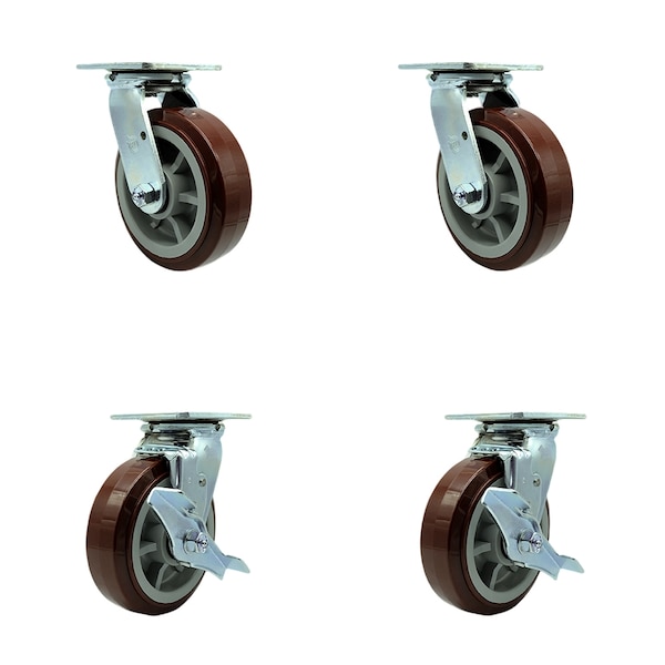 Service Caster Greenlee Caster Set - MA6065 GMX Cart - 2 Swivel 2 Swivel Brakes -SCC, 4PK GRE-SCC-30CS620-PPUR-2-TLB-2 - main